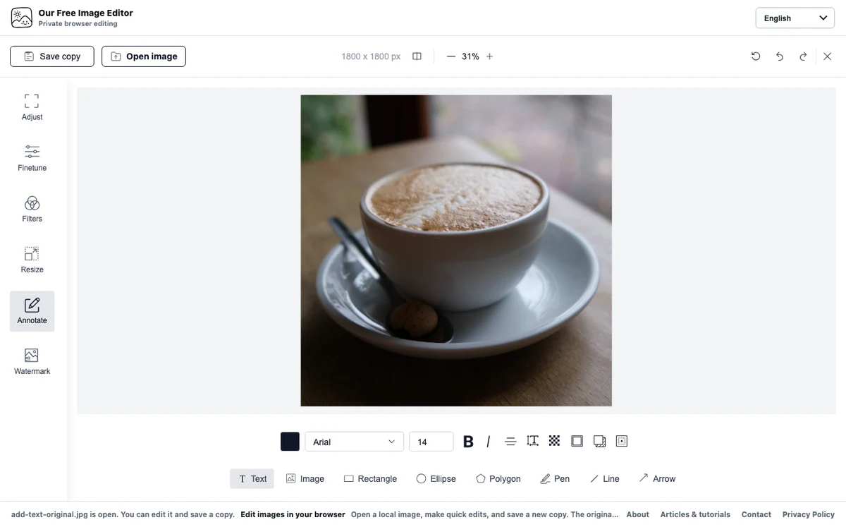Inside Annotate, shorten the exact line before placing it on the image.